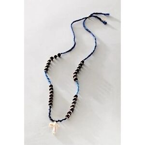 NWOT! Free People X Ariana Ost,Easy Does It Cross Strand Necklace,Blue, MSRP $48